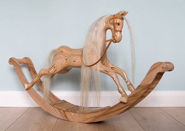 Wooden Rocking Horse – Light Grey Mane